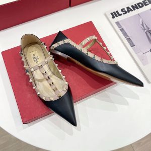 Valentino Garavani Rockstud Ballerina Flats with T-Strap Women Patent Leather Black