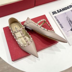 Valentino Garavani Rockstud Ballerina Flats with T-Strap Women Patent Leather Pink