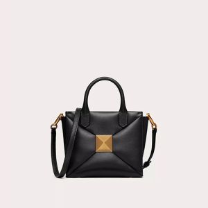 Valentino Garavani Small One Stud Handbag In Nappa Lambskin Black/Gold