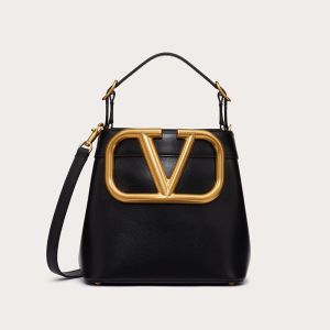 Valentino Garavani Small Supervee Handbag In Calfskin Black