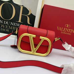 Valentino Garavani Small Supervee Shoulder Bag In Calfskin Red