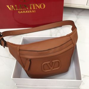 Valentino Garavani Small VLogo Belt Bag In Grainy Calfskin Brown