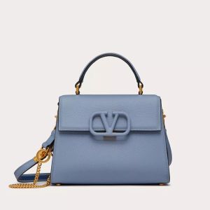 Valentino Small Vsling Handbag In Grainy Calfskin Sky Blue