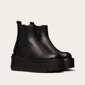 Valentino Garavani Uniqueform Calfskin Ankle Boots Women Black