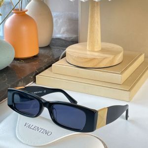 Valentino VA4105 Rectangular Sunglasses Acetate Frame with Roman Stud Black/Blue