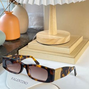 Valentino VA4105 Rectangular Sunglasses Acetate Frame with Roman Stud Brown