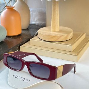 Valentino VA4105 Rectangular Sunglasses Acetate Frame with Roman Stud Burgundy