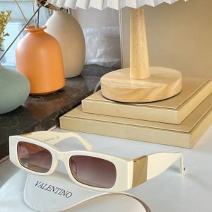 Valentino VA4105 Rectangular Sunglasses Acetate Frame with Roman Stud White