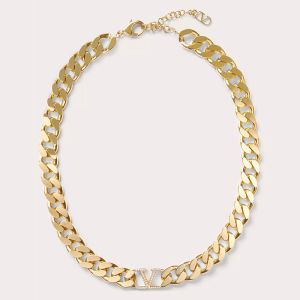 Valentino VLogo Chain Choker In Metal with Crystals Gold