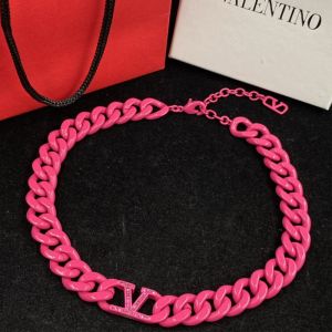 Valentino VLogo Chain Choker In Metal with Crystals Purple