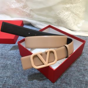 Valentino Garavani VLogo Signature Belt with Enameled Buckle In Calfskin Apricot