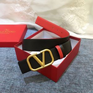 Valentino Garavani VLogo Signature Belt with Enameled Buckle In Calfskin Black/Red