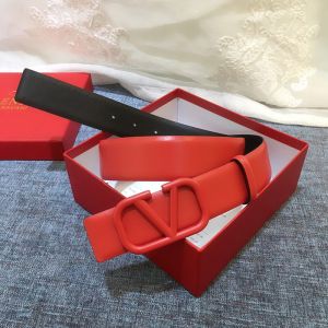 Valentino Garavani VLogo Signature Belt with Enameled Buckle In Calfskin Red