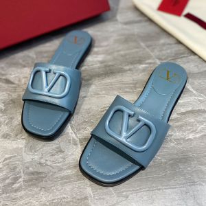 Valentino Garavani Calfskin Slides With VLogo Signature Women Blue