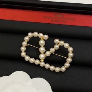 Valentino VLogo Signature Brooch In Resin Beads with Metal Gold