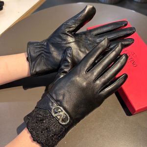 Valentino VLogo Signature Gloves Women Sheepskin with Laces Black