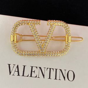 Valentino Garavani VLogo Signature Hair Clip with Crystals Gold