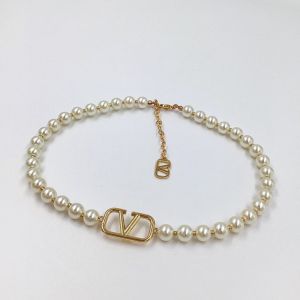Valentino VLogo Signature Necklace In Pearls Chain with Metal Gold
